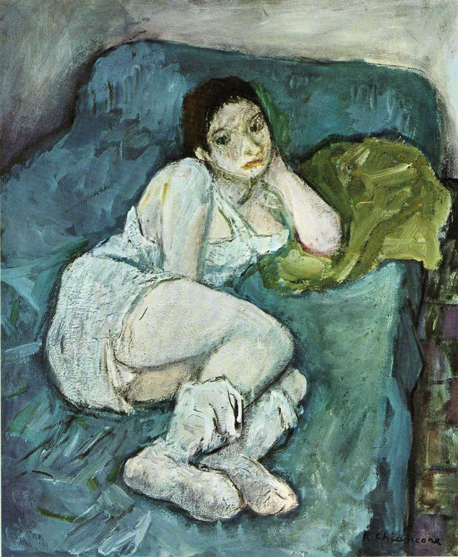 Donna sul sommier, 1972-’73, olio, cm 60x50, Torre del Greco, collezione dott. Scognamiglio